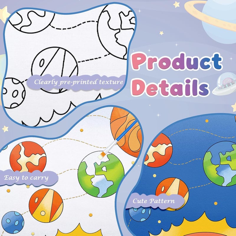 Anseal 12 Packs Pre Drawn Canvas to Paint, 4" X 4" Space Pre-Printed Canvas Paint Party, Stretched Outline Painting Boards for Beginners, Party Favor - Image 4